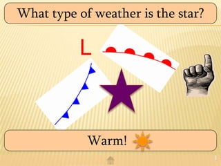 What type of weather is the star?

           L



            Warm!
                                    1
 