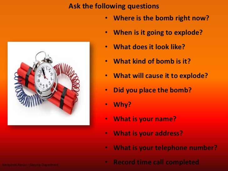 Bomb threat checklist Bomb threat checklist