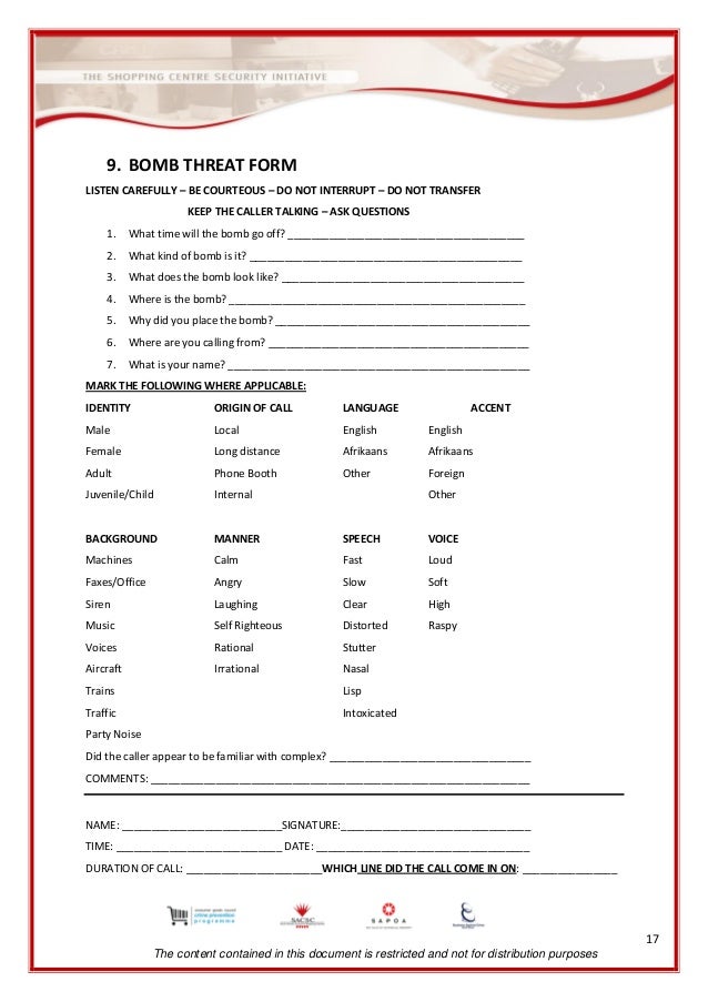Bomb Threat Sop