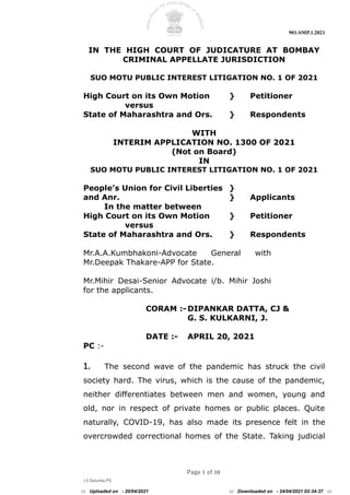 901-SMP.1.2021
Page 1 of 10
J.V.Salunke,PS
IN THE HIGH COURT OF JUDICATURE AT BOMBAY
CRIMINAL APPELLATE JURISDICTION
SUO M...