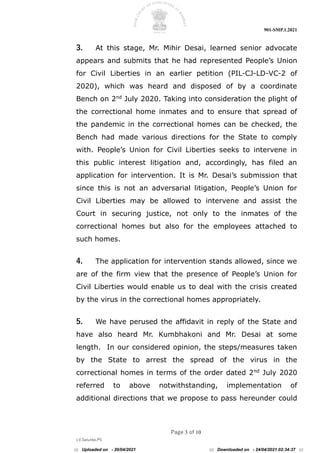 901-SMP.1.2021
Page 3 of 10
J.V.Salunke,PS
3. At this stage, Mr. Mihir Desai, learned senior advocate
appears and submits ...