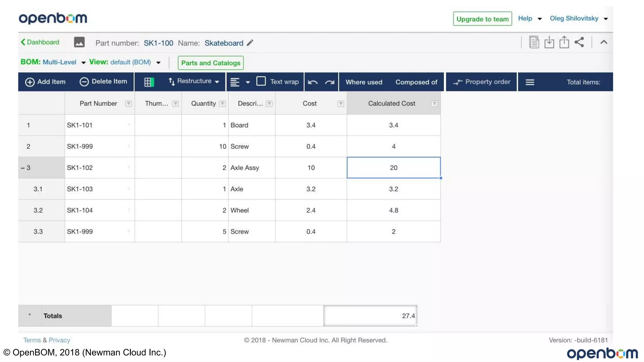 Anatomy of an OpenBOM Rollup
© OpenBOM, 2018 (Newman Cloud Inc.)
 