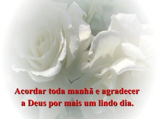 Acordar toda manhã e agradecer  a Deus por mais um lindo dia.   
