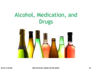 Alcohol, Medication, and
Drugs
Rev.00 / 01.08.2022 BON-TEK145-001_HUMAN_FACTOR_INITIAL 107
 