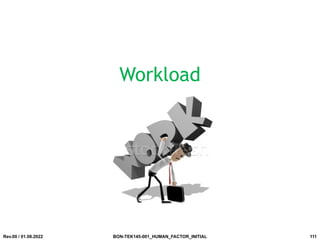 Workload
Rev.00 / 01.08.2022 BON-TEK145-001_HUMAN_FACTOR_INITIAL 111
 