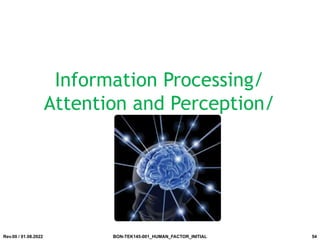 Information Processing/
Attention and Perception/
Memory
Rev.00 / 01.08.2022 BON-TEK145-001_HUMAN_FACTOR_INITIAL 54
 