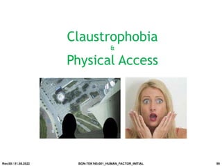 Claustrophobia
&
Physical Access
Rev.00 / 01.08.2022 BON-TEK145-001_HUMAN_FACTOR_INITIAL 99
 