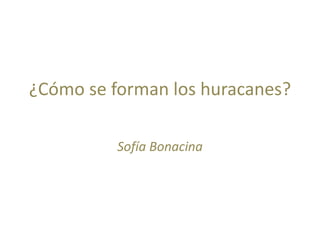 ¿Cómo se forman los huracanes?
Sofía Bonacina
 