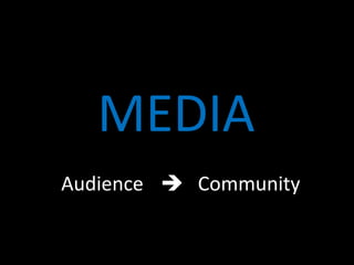 MEDIA
Audience ? Community
 