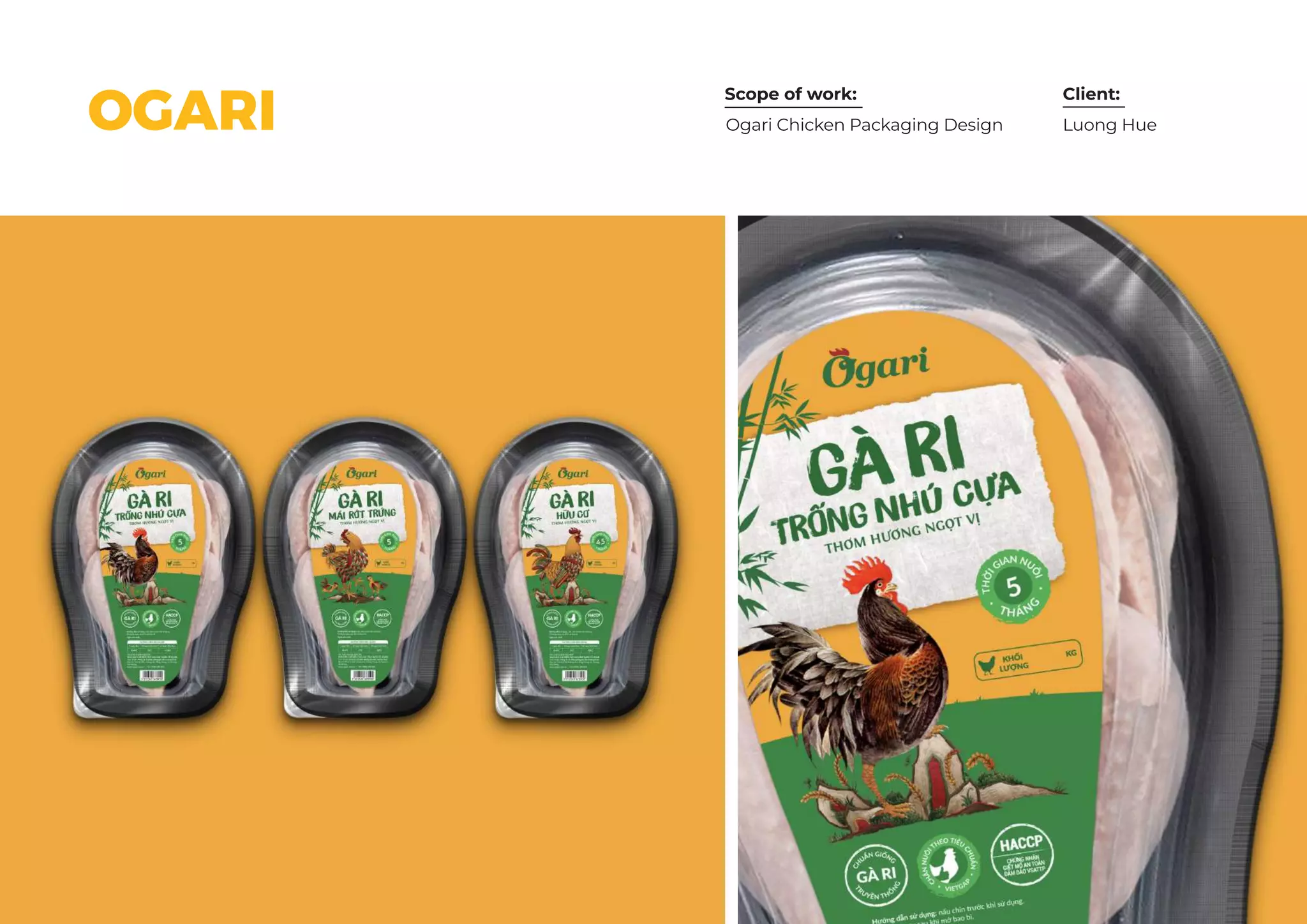 Scope of work: Client:
Luong HueOgari Chicken Packaging DesignOGARI
 