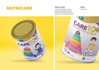 Scope of work: Client:
NutricareSmarta Packaging Design
Care100 Packaging Design
Metacare Packaging Design
Metamom Packaging Design
NUTRICARE
 