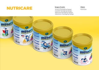 Scope of work: Client:
NutricareSmarta Packaging Design
Care100 Packaging Design
Metacare Packaging Design
Metamom Packaging Design
NUTRICARE
 