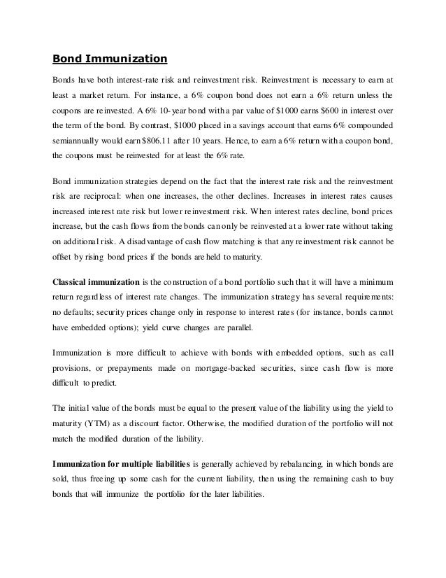 Bond immunization& bond strategies