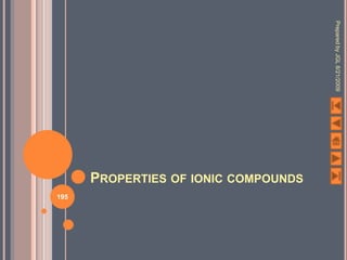 Prepared by JGL 8/21/2009
      PROPERTIES OF IONIC COMPOUNDS
195
 
