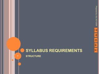 Prepared by JGL 8/21/2009
    SYLLABUS REQUIREMENTS
7   STRUCTURE
 