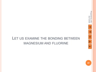Prepared by JGL
                                           8/21/2009
LET US EXAMINE THE BONDING BETWEEN
     MAGNESIUM AND FLUORINE




                                     87
 