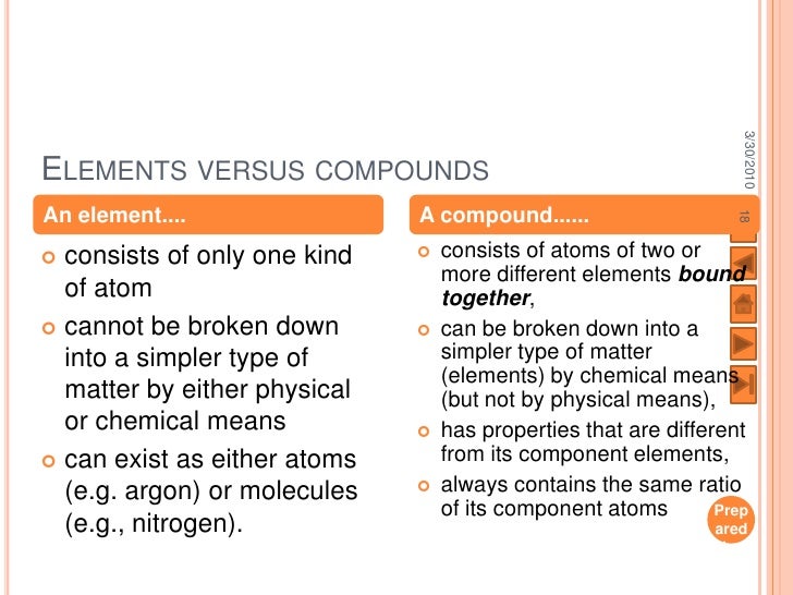 what is the difference between element and compound