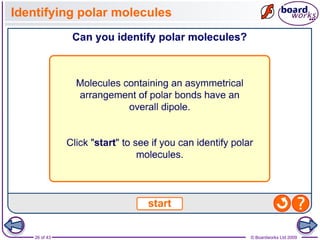 26 of 43 © Boardworks Ltd 2009
Identifying polar molecules
 