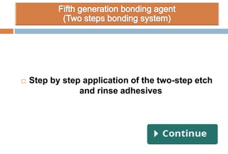  Step by step application of the two-step etch
and rinse adhesives
 