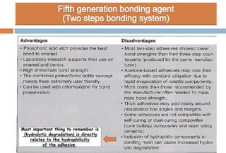Most important thing to remember is
(hydrolytic degradation) is directly
relates to the hydrophilicity
of the adhesive.
 