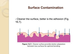 Surface Contamination
- Cleaner the surface, better is the adhesion (Fig.
16.7).
 