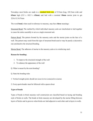 Bonding in brickwork (1) | PDF