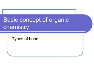 Basic concept of organic
chemistry
Types of bond
 