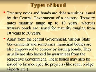 Bond Type Ranges Types of Bond risks and valuation for MBAs | PPT