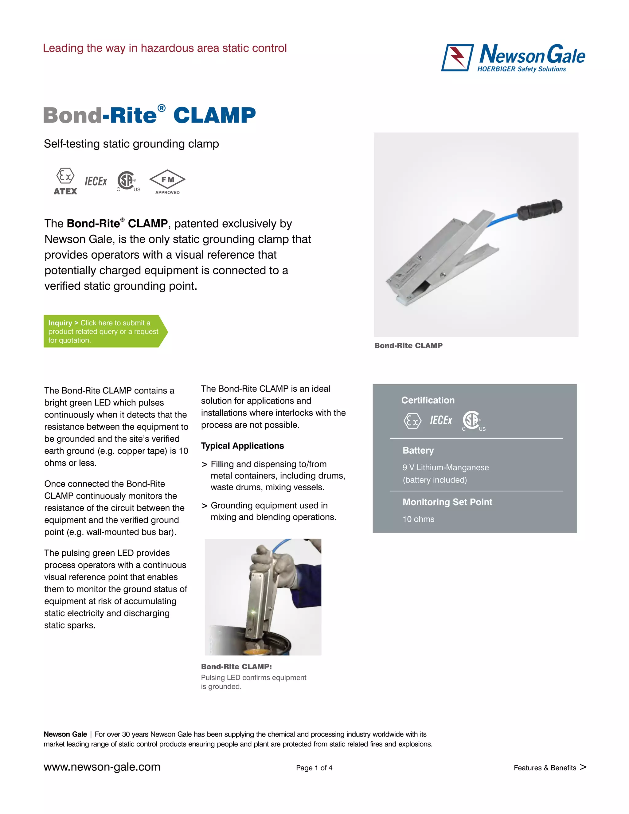 Newson Gale Bond Rite Clamp PDF