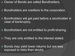 Bondholders Bonds )MATH business | PPTX