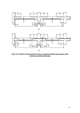 Fig 5.15: Cutoff or bend points for bars in approximately equal spans with
                        uniformly distributed loads




                                                                             16
 