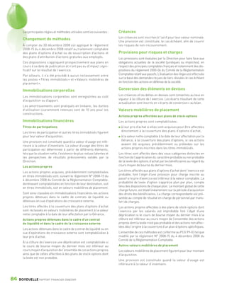 Les principales règles et méthodes utilisées sont les suivantes :     Créances
                                                                                       Les créances sont inscrites à l’actif pour leur valeur nominale.
                 Changement de méthodes
                                                                                       Une provision est constituée, le cas échéant, afin de couvrir
                 À compter du 30 décembre 2008 est appliqué le règlement               les risques de non-recouvrement.
                 2008-15 du 4 décembre 2008 relatif au traitement comptable
                 des plans d’options d’achat ou de souscription d’actions et           Provisions pour risques et charges
                 des plans d’attribution d’actions gratuites aux employés.             Les provisions sont évaluées par la Direction pour faire face aux
                 Ces dispositions s’appliquent prospectivement aux plans en            obligations actuelles de la société (juridiques ou implicites), en
                 cours à sa date de publication et n’ont pas eu d’impact signi-        respect des principes comptables français et notamment des dis-
                 ficatif sur le résultat de l’exercice.                                positions du règlement 2000-06 du Comité de la Réglementation
                 Par ailleurs, il n’a été procédé à aucun reclassement entre           Comptable relatif aux passifs. L’évaluation des litiges est effectuée
                 les postes « Titres immobilisés » et « Valeurs mobilières de          sur la base des demandes reçues de tiers révisées le cas échéant
                 placement ».                                                          en fonction des actions en défense de la société.

                 Immobilisations corporelles                                           Conversion des éléments en devises
                 Les immobilisations corporelles sont enregistrées au coût             Les créances et les dettes en devises sont converties au taux en
                 d’acquisition ou d’apport.                                            vigueur à la clôture de l’exercice. Les écarts résultant de cette
                                                                                       actualisation sont inscrits en « écarts de conversion » au bilan.
                 Les amortissements sont pratiqués en linéaire ; les durées
                 d’utilisation couramment retenues sont de 10 ans pour les             Valeurs mobilières de placement
                 constructions.
                                                                                       Actions propres affectées aux plans de stock-options
                 Immobilisations financières                                           Les actions propres sont comptabilisées :
                 Titres de participations                                                à leur prix d’achat si elles sont acquises pour être affectées
                 Les titres de participation et autres titres immobilisés figurent       directement à la couverture des plans d’options d’achat,
                 pour leur valeur d’acquisition.                                         à la valeur nette comptable à la date de leur affectation par la
                 Une provision est constituée quand la valeur d’usage est infé-          Gérance, à la couverture des plans d’options, si ces actions
                 rieure à la valeur d’inventaire. La valeur d’usage des titres de        avaient été acquises précédemment ou prélevées sur les
                 participation est déterminée à partir de différents éléments,           actions propres inscrites dans les titres immobilisés.
                 tels que la situation nette, l’existence de plus-values latentes et   Les titres sont affectés dans des sous-catégories distinctes en
                 les perspectives de résultats prévisionnels validés par la            fonction de l’appréciation du caractère probable ou non probable
                 Direction.                                                            de la levée des options d’achat par les bénéficiaires au regard du
                 Les actions propres                                                   cours moyen de bourse du dernier mois.

                 Les actions propres acquises, précédemment comptabilisées             Les titres affectés aux plans d’options d’achat dont l’exercice est
                 en titres immobilisés sont, suivant le règlement N° 2008-15 du        probable, font l’objet d’une provision pour charge inscrite au
                 4 décembre 2008 du Comité de la Réglementation Comptable,             passif si le prix d’exercice est inférieur à la valeur comptable. La
                 dorénavant comptabilisées en fonction de leur destination, soit       probabilité de levée d’option s’apprécie plan par plan, compte
                 en titres immobilisés, soit en valeurs mobilières de placement.       tenu des dispositions de chaque plan. Le montant global de cette
                                                                                       charge future, est étalé linéairement sur la période d’acquisition
                 Sont ainsi classées en immobilisations financières les actions        des droits des bénéficiaires. La charge correspondante est pré-
                 propres détenues dans le cadre de contrats de liquidité ou            sentée au compte de résultat en charge de personnel par trans-
                 détenues en vue d’opérations de croissance externe.                   fert de charges.
                 Les titres affectés à la couverture des plans d’options d’achat       Les actions propres affectées à des plans de stock-options dont
                 sont reclassés en valeurs mobilières de placement à la valeur         l’exercice par les salariés est improbable font l’objet d’une
                 nette comptable à la date de leur affectation par la Gérance.         dépréciation si le cours de bourse moyen du dernier mois à la
                 Actions propres détenues dans le cadre d’un contrat                   clôture est inférieur au cours moyen de l’ensemble des actions
                 de liquidité et dans le cadre de la croissance externe                propres dont la levée n’est pas probable et des actions non affec-
                                                                                       tées dès l’origine à la couverture d’un plan d’options spécifiques.
                 Les actions détenues dans le cadre de contrat de liquidité ou en
                 vue d’opérations de croissance externe sont comptabilisées à          L’ensemble de ces méthodes est conforme au PCG 99-03 tel que
                 leur prix d’achat.                                                    modifié par le règlement N° 2008-15 du 4 décembre 2008 du
                                                                                       Comité de la Réglementation Comptable.
                 À la clôture de l’exercice une dépréciation est comptabilisée si
                 le cours de bourse moyen du dernier mois est inférieur au             Autres valeurs mobilières de placement
                 cours moyen d’acquisition de l’ensemble de ces actions propres        Les valeurs mobilières de placement figurent pour leur montant
                 ainsi que de celles affectées à des plans de stock-options dont       d’acquisition.
                 la levée est non probable.
                                                                                       Une provision est constituée quand la valeur d’usage est
                                                                                       inférieure à la valeur d’inventaire.



      84      BONDUELLE RAPPORT FINANCIER 2008/2009


1358_Bonduelle RF09_int_fr.indd 84                                                                                                                             28/10/09 13:54
 