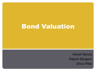 Bond Valuation Harish Narula Rajesh Bangera Shiva Pillai 
