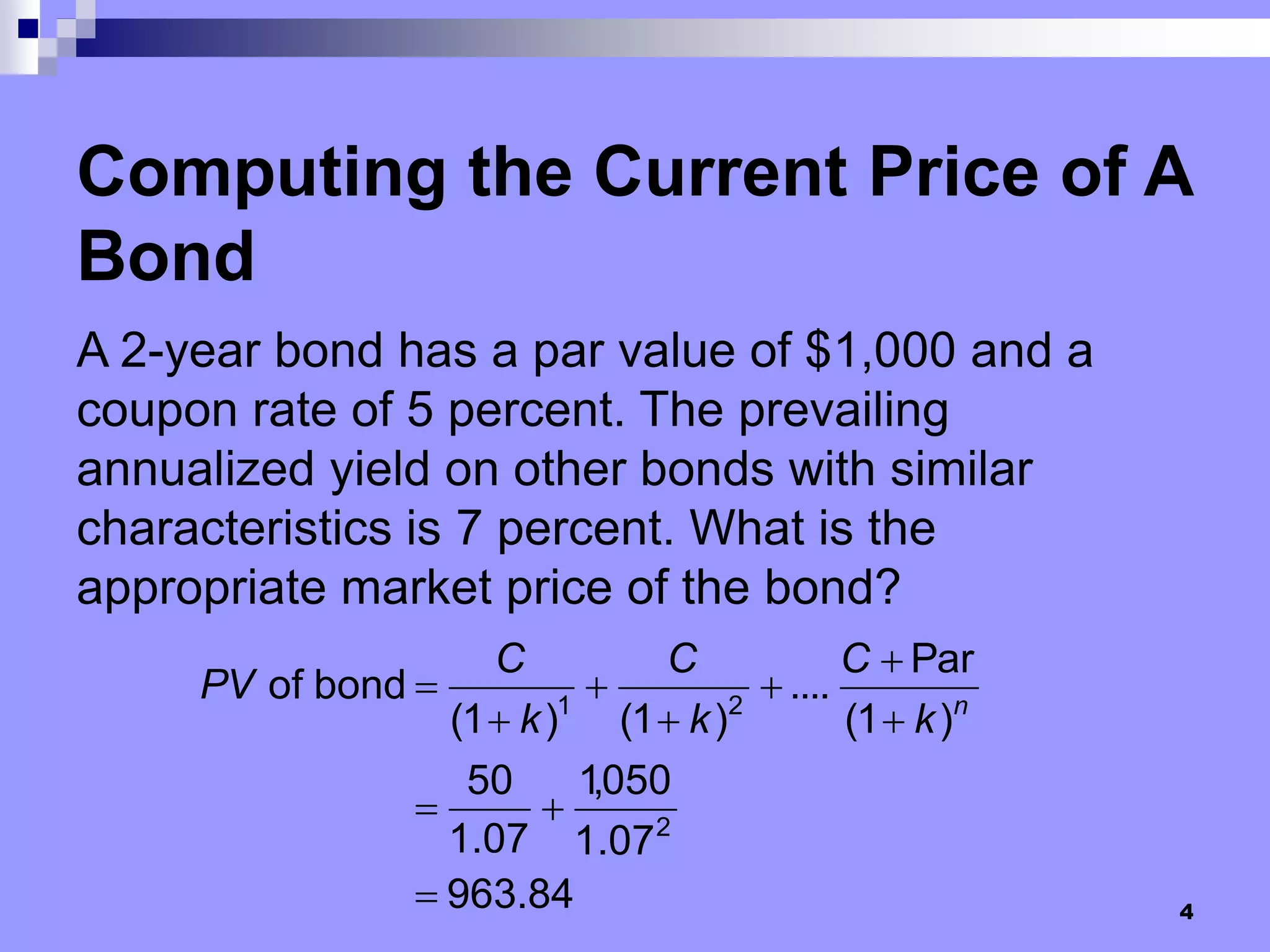 Bond valuation and risk | PPT
