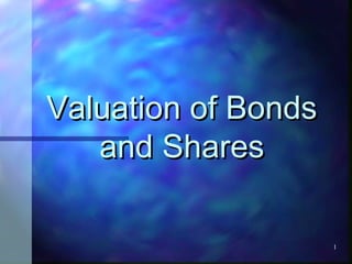1
Valuation of BondsValuation of Bonds
and Sharesand Shares
 