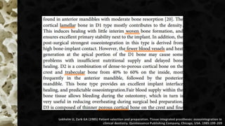 Lekholm U, Zarb GA (1985) Patient selection and preparation. Tissue integrated prostheses: osseointegration in
clinical dentistry. Quintessence Publishing Company, Chicago, USA. 1985:199-209
 