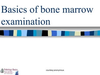 Basics of bone marrow
examination

courtesy:anonymous

 