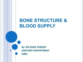 BONE STRUCTURE &
BLOOD SUPPLY
By. DR SANA YASEEN
ANATOMY DEPARTMENT
KIMS
 