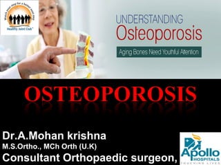 Dr.A.Mohan krishna
M.S.Ortho., MCh Orth (U.K)
Consultant Orthopaedic surgeon,
 