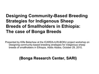 Designing community-based breeding strategies for indigenous sheep breeds of smallholders in Ethiopia:  The case of Bonga breeds