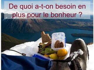 De quoi a-t-on besoin en plus pour le bonheur ?