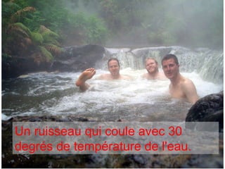 Un ruisseau qui coule avec 30 degrés de température de l'eau.