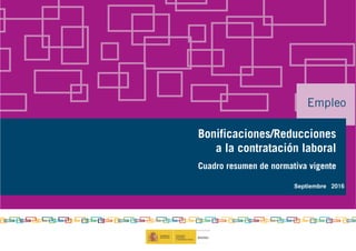 Septiembre 2016
Bonificaciones/Reducciones
a la contratación laboral
Empleo
Cuadro resumen de normativa vigente
 