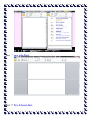 Lecc 11ª Menú Vista - Dividir

Lecc 12 Barra de Acceso rápido

 