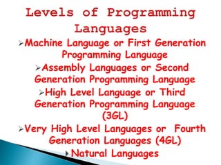 introduction to programming | PPTX | Programming Languages | Computing