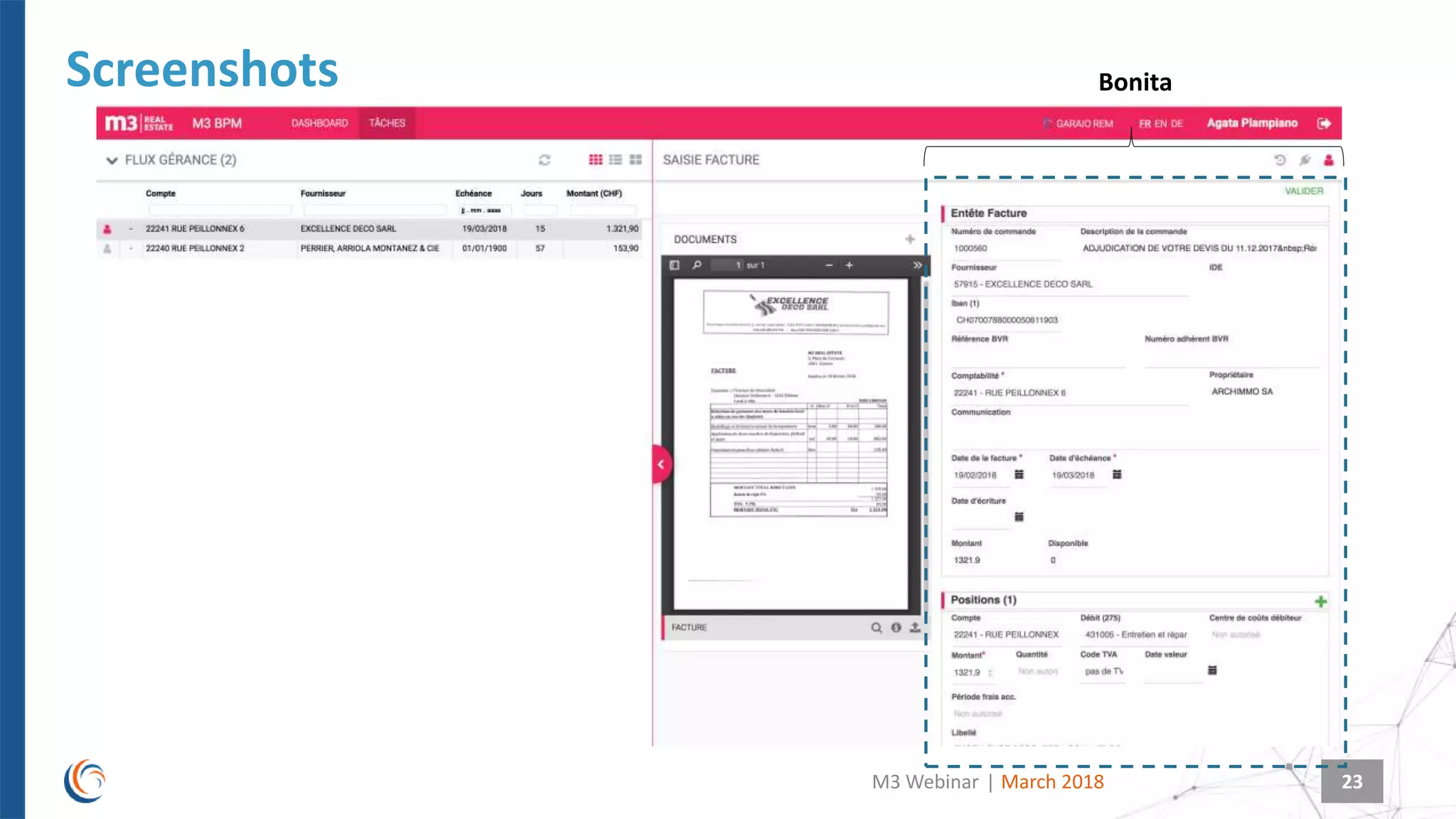 |
Screenshots
March 2018M3 Webinar 23
Bonita
 