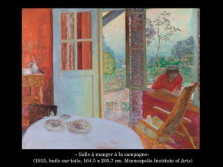 « Salle à manger à la campagne»
 (1913, huile sur toile, 164.5 x 205.7 cm. Minneapolis Institute of Arts)
 