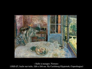 « Salle à manger, Vernon»
 (1925­27, huile sur toile, 126 x 184 cm. Ny Carlsberg Glyptotek, Copenhague)
 