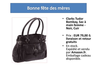 Bonne fête des mèresClarks Tudor Bombay, Sac à main femme - Noir, Cuir Prix : EUR 79,00 & livraison et retour gratuitsEn stock.Expédié et vendu par Amazon.fr. Emballage cadeau disponible. 