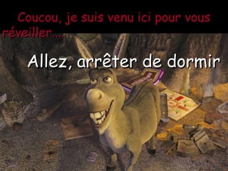 Coucou, je suis venu ici pour vous réveiller.... Allez, arrêter de dormir 